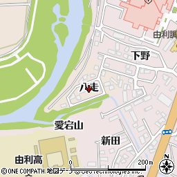 秋田県由利本荘市大浦八走68周辺の地図