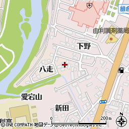 秋田県由利本荘市大浦八走71周辺の地図