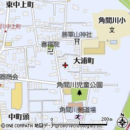 秋田県大仙市角間川町（大浦町）周辺の地図