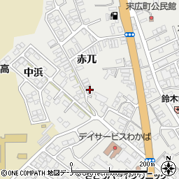 秋田県由利本荘市石脇（赤兀）周辺の地図