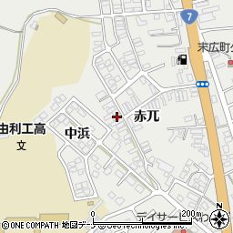 秋田県由利本荘市石脇赤兀1-519周辺の地図