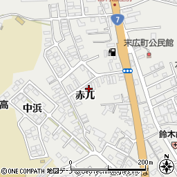 秋田県由利本荘市石脇赤兀1-558周辺の地図