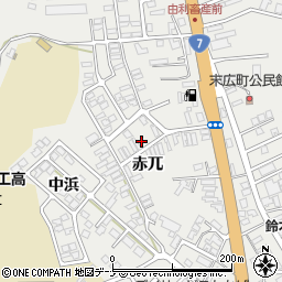 秋田県由利本荘市石脇赤兀1-546周辺の地図