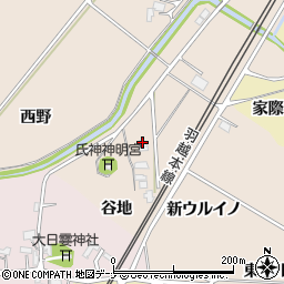 秋田県由利本荘市畑谷新ウルイノ周辺の地図