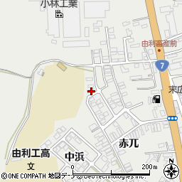 秋田県由利本荘市石脇赤兀1-464周辺の地図