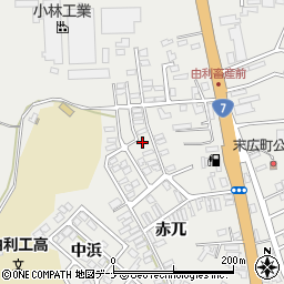 秋田県由利本荘市石脇赤兀1-493周辺の地図