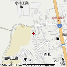 秋田県由利本荘市石脇赤兀1-463周辺の地図