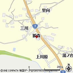 秋田県由利本荘市浜三川狐森周辺の地図