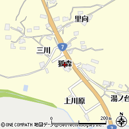 秋田県由利本荘市浜三川（狐森）周辺の地図