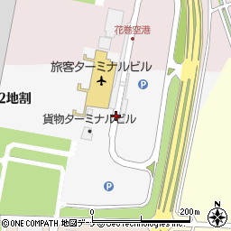 花巻空港（いわて花巻空港）ターミナル国内線出発口周辺の地図