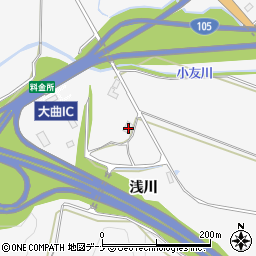 秋田県大仙市内小友浅川21周辺の地図