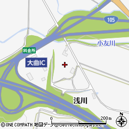 秋田県大仙市内小友浅川周辺の地図
