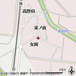 秋田県由利本荘市中館女岡周辺の地図