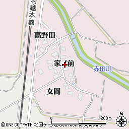 秋田県由利本荘市中館家ノ前周辺の地図