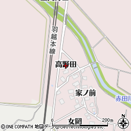 秋田県由利本荘市中館（高野田）周辺の地図