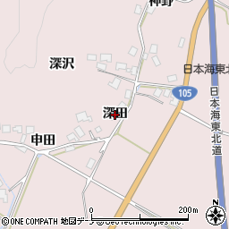 秋田県由利本荘市深沢（深田）周辺の地図