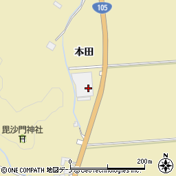 秋田県大仙市大曲西根本田周辺の地図