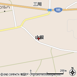 秋田県由利本荘市大内三川（山根）周辺の地図