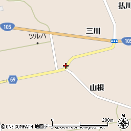 秋田県由利本荘市大内三川白山周辺の地図