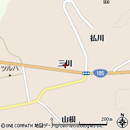 秋田県由利本荘市大内三川三川周辺の地図
