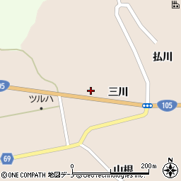 秋田県由利本荘市大内三川三川11周辺の地図