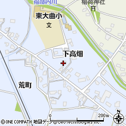 秋田県大仙市大曲下高畑周辺の地図