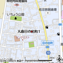 秋田県大仙市大曲日の出町周辺の地図