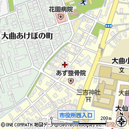 秋田県大仙市大曲花園町周辺の地図
