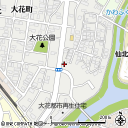 秋田県大仙市大花町周辺の地図