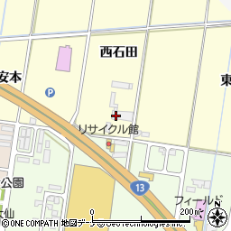 秋田県大仙市花館西石田周辺の地図