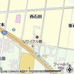 秋田県大仙市花館西石田38周辺の地図