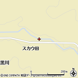秋田県由利本荘市岩城上黒川（スカウ田）周辺の地図