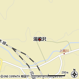 秋田県由利本荘市岩城上黒川（湯殿沢）周辺の地図