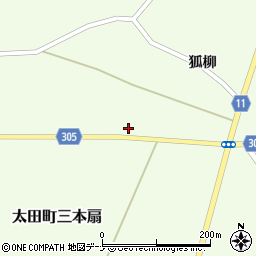 秋田県大仙市太田町三本扇狐柳186周辺の地図