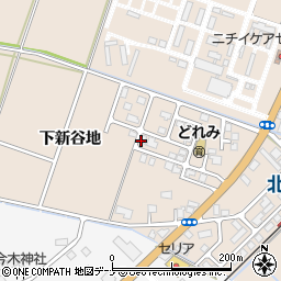 秋田県大仙市四ツ屋（下新谷地）周辺の地図