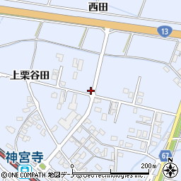 秋田県大仙市神宮寺上栗谷田周辺の地図