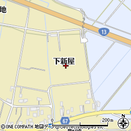 秋田県大仙市北楢岡下新屋周辺の地図