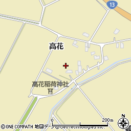 秋田県大仙市北楢岡高花47周辺の地図