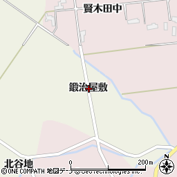 秋田県大仙市鑓見内鍛治屋敷周辺の地図