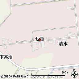 秋田県大仙市清水七曲周辺の地図