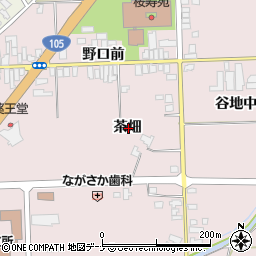 秋田県大仙市北長野茶畑周辺の地図