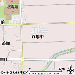 秋田県大仙市北長野谷地中周辺の地図