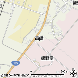 秋田県大仙市上鴬野（高橋）周辺の地図