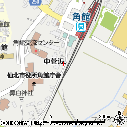 秋田県仙北市角館町中菅沢49周辺の地図