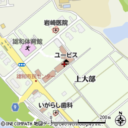 秋田市役所　教育委員会きららとしょかん雄和図書館周辺の地図