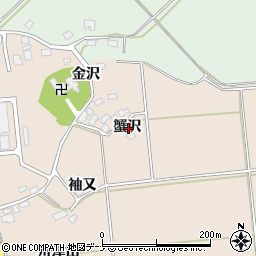 秋田県秋田市雄和平沢蟹沢周辺の地図