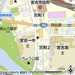 宮古市役所　宮町公民館周辺の地図