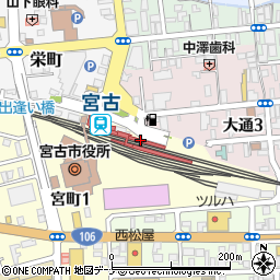 宮古駅周辺の地図