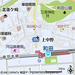 秋田県秋田市河辺和田上中野117周辺の地図