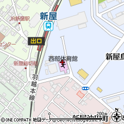 秋田市役所産業振興部　産業企画課・西部体育館周辺の地図